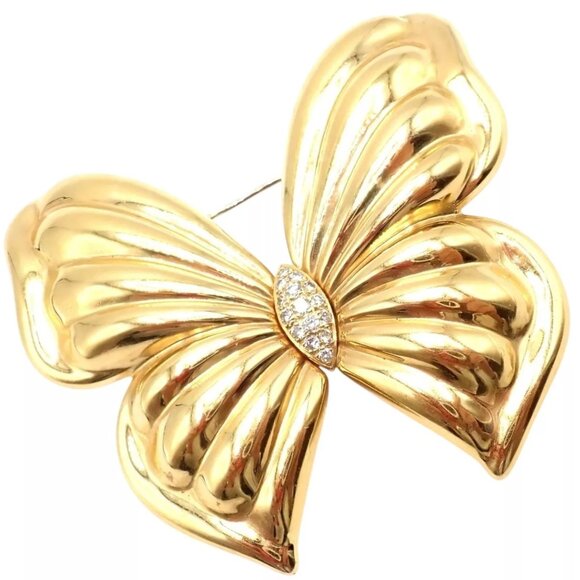 Authentic! Van Cleef & Arpels 18k Yellow Gold Extra Large Butterfly Pin Brooch - Picture 1 of 11